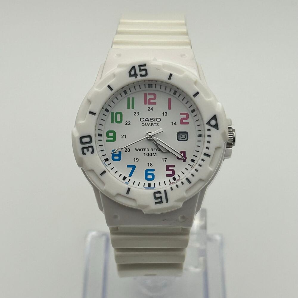 Casio LRW-200H White Colorful Numerical Dial 100M WR Working New Battery